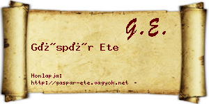 Gáspár Ete névjegykártya